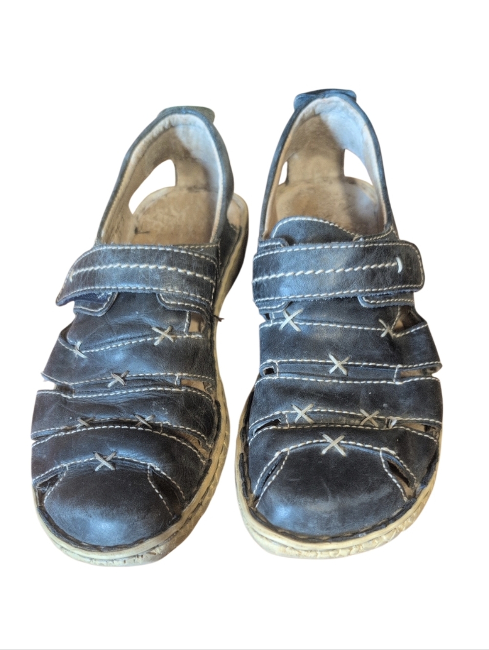 Josef Seibel Fisherman Sandals Women EU 36 UK 3 US 5 Black Leather Comfort Walk